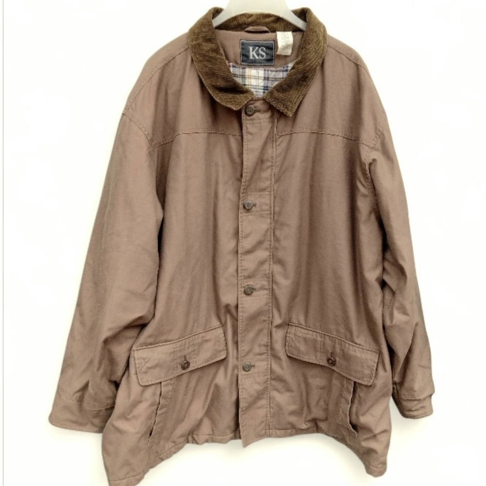 Vtg Men's Barn Coat 3XLT Chore Coat KS Plaid Lining